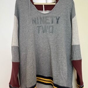 Free People Gray and Burgundy Sweater